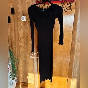 Chic Black Long Sleeve Knit Dress